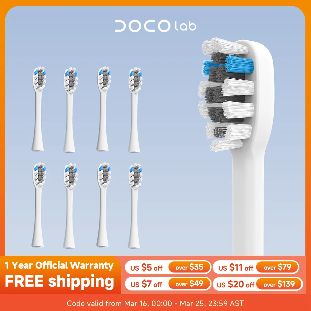 4pcs 8pcs Replacement Heads Compatible with DOCOLAB Sonic Electric Toothbrush MT001, Replacement Brush Heads DuPont  Nozzles