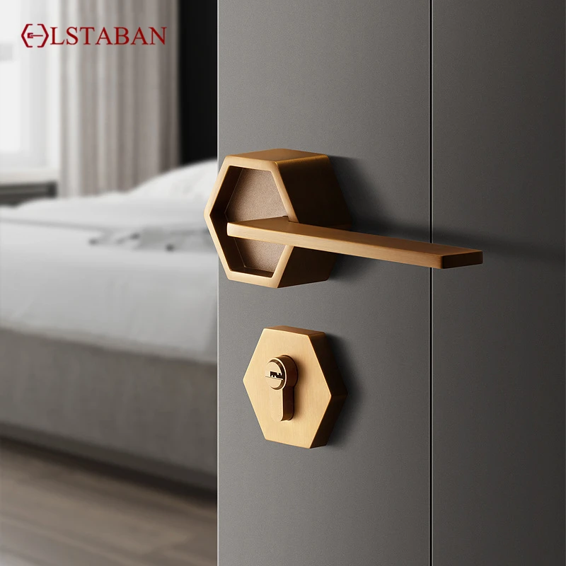 Imagem -06 - Lstaban Fechadura de Porta de Segurança Silenciosa Interna Fechaduras de Maçaneta de Liga de Zinco para Casa Fechadura de Fechadura de Alta Qualidade Móveis Acessórios de Hardware