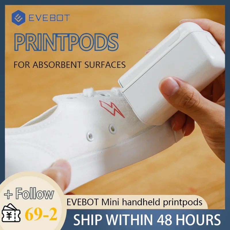 

EVEBOT PrintPods Handheld Printer Mini Portable Inkjet Tattoo Printer with Ink Cartridge WiFi Connection FOR ABSORBENT SURFACES