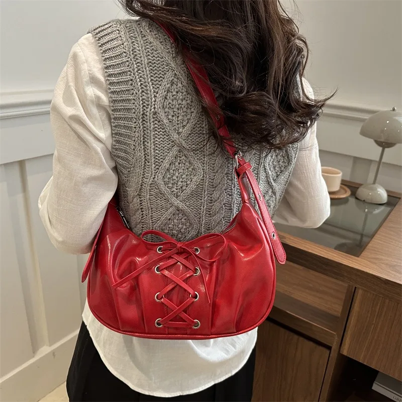 String Bow Women New Temperament Sweet Cool Large Capacity Trend Crossbody Shoulder Bag