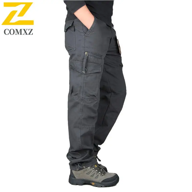 Male Cotton Cargo Pants Summer Casual Straight Leg Durable Utility Trousers Outdoor Camping Adventure  Comfort Workwear Pants