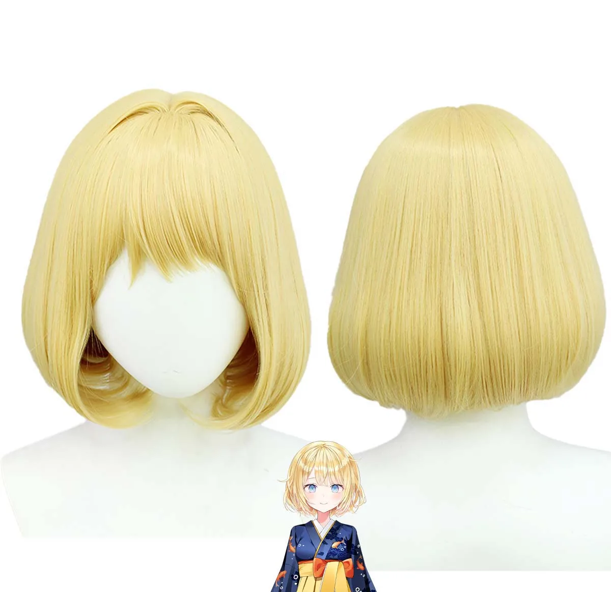 

Женский костюм для косплея Hololive EN Watson Amelia, золотистый парик из термостойких синтетических волос