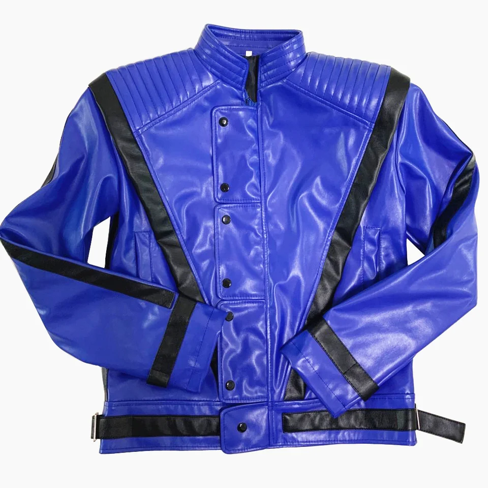Retro Michael Jackson Thriller Jacket with Blue Leather Halloween