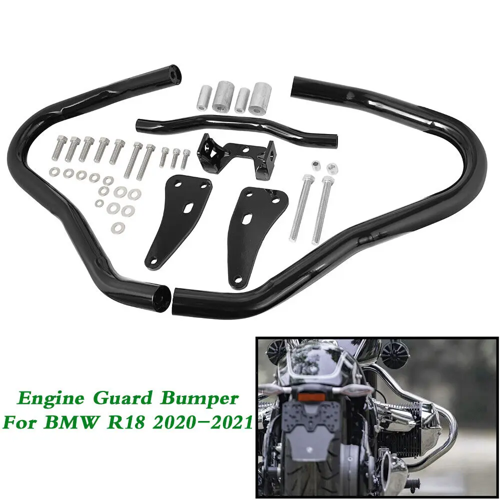 

Motorcycle Vivid Black Steel Engine Guard Crash Bar Bars Bumper Protector For BMW R18 R 18 2020-2021