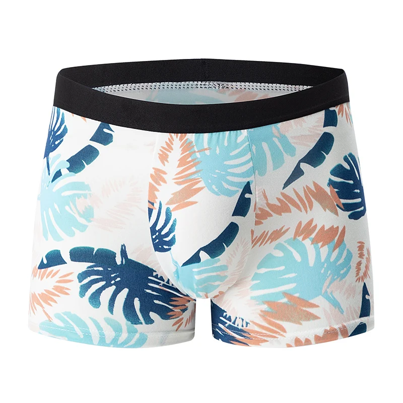 4-قطعة مجموعة من الرجال مابل ليف زهرة ملابس داخلية مطبوعة للشباب عصرية ومريحة حجم كبير السراويل الملاكم العصرية #5