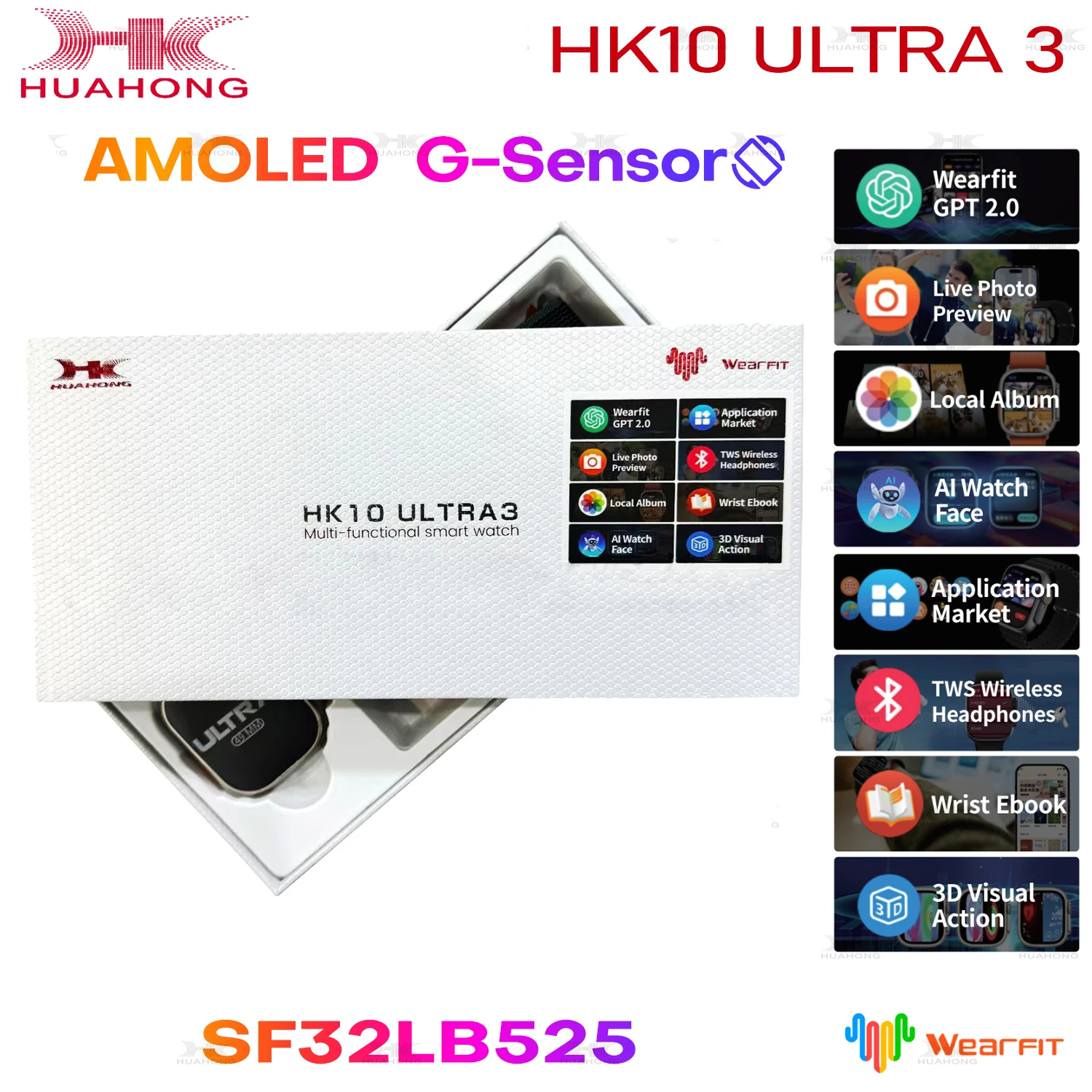 

2025 New For Apple Series 10 HK10 ULTRA3 Smart Watch 2.02 "AMOLED Gravity sensing BT call Man Woman 3D vision Ai translation Map