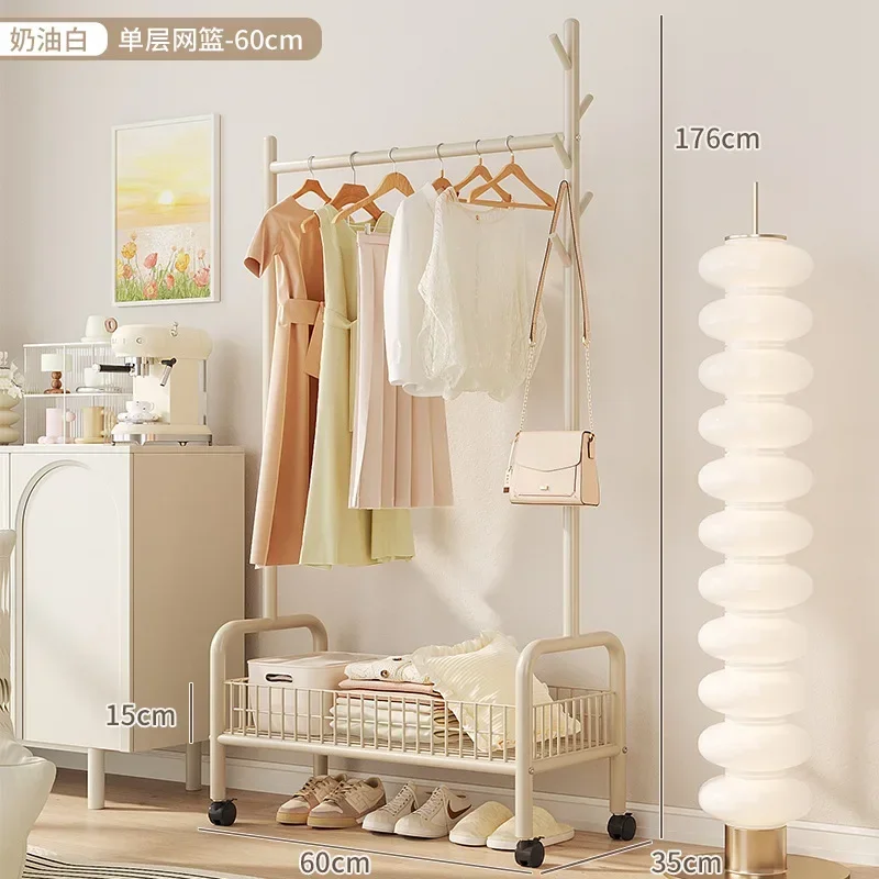 Movable Clothes Rack Floor Hanger Stand Storage Wardrobe Hat Stand Storage Box Bedroom Furniture perchero de pie Coat Rack Hook