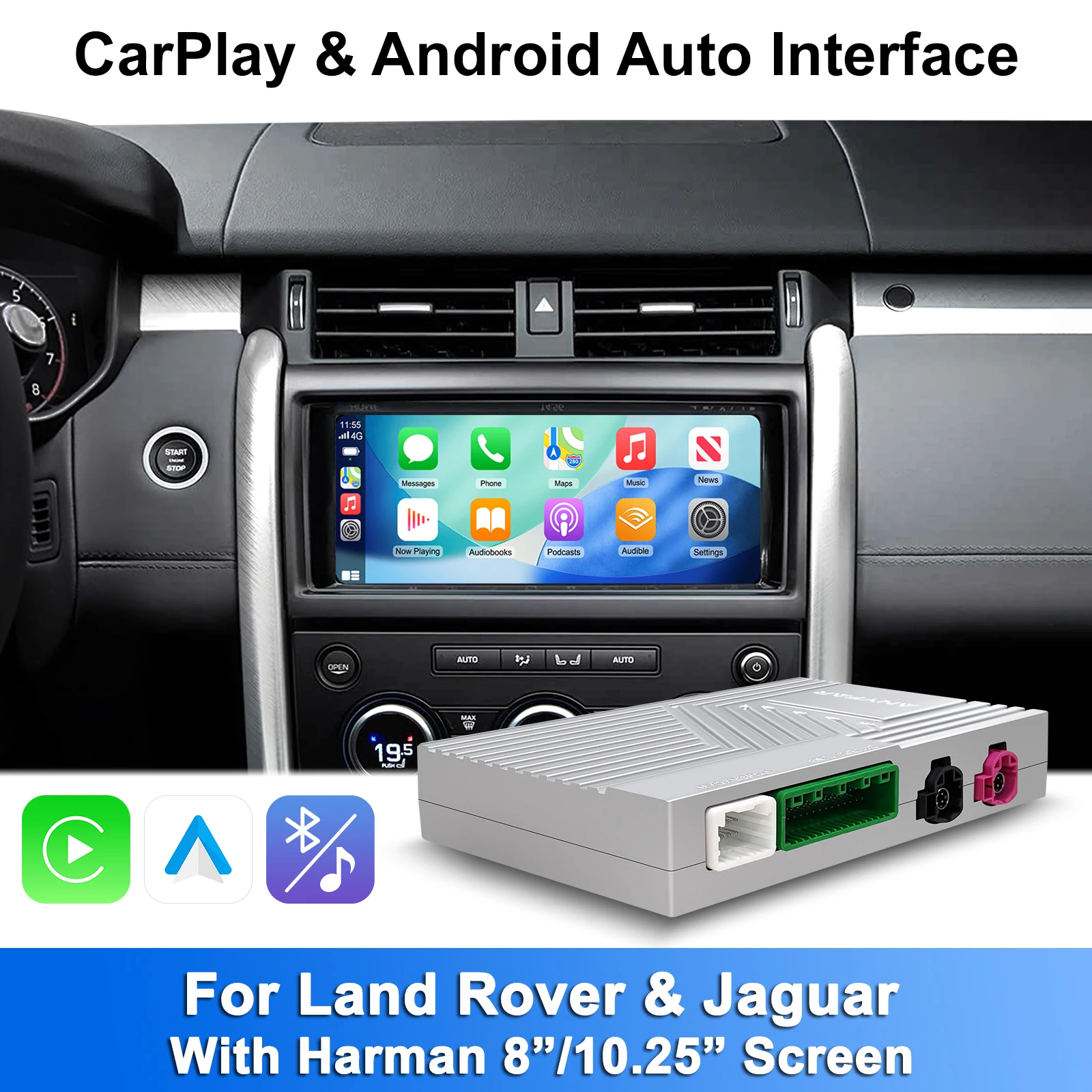 Wireless CarPlay Android Auto Retrofit Kit for Land Rover Jaguar Range Rover Evoque Discovery 5 XE XF F-Type 2016-2019 Models