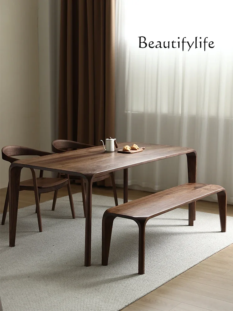 

muebles para hogar North America Black Walnut Wood Table Nordic Solid Wood Dining Table Rectangular Household Restaurant Rice an