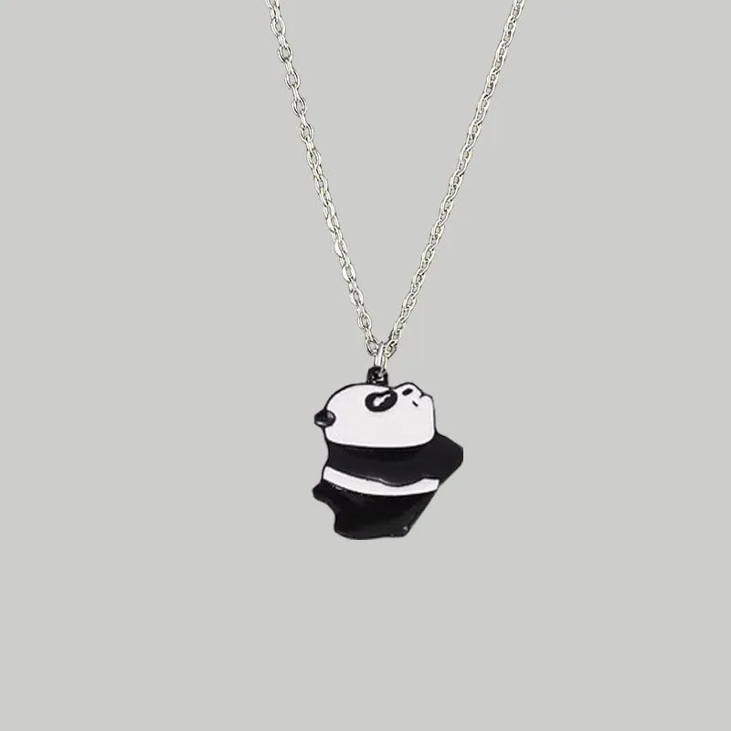 WLP Cute Cartoon Milk Panda Bear Pendant Necklace for Women Men Couples Fun Choker Necklace Collar Gift 2023 New Fashion Jewelry