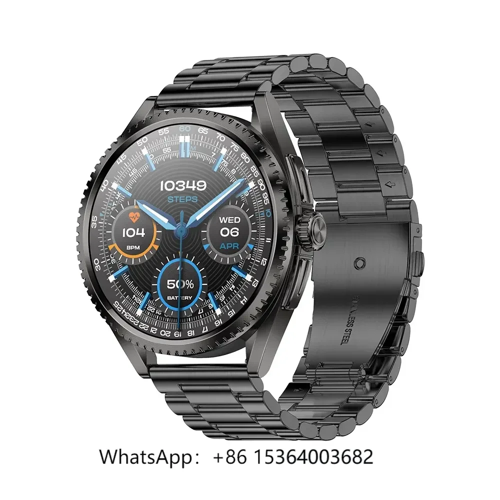 

Men's CF52 Smart Watch with 1.75'' AMOLED Screen Heart RatePressure Monitor Alarm Clock-Stainless Steel & Silicone Straps