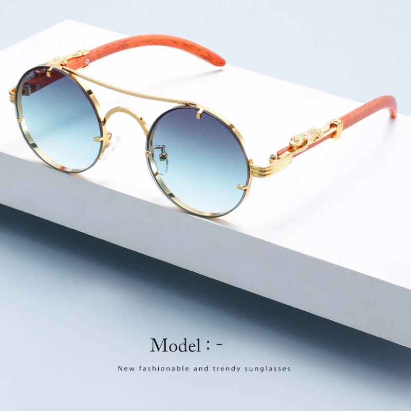 

Fashion Outdoor Man Woman Sunglasses Round Frame Unisex Gradient Eyewear UV400 Steampunk Retro Driving Travel Sunshades