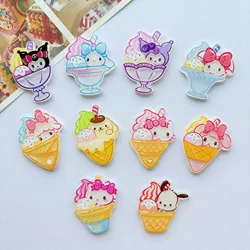 10Pcs New Acrylic Kawaii Cute Cartoon Snowball Ice Cream Series Clip Book Diy Jewelry hair clips Ornament Accessories