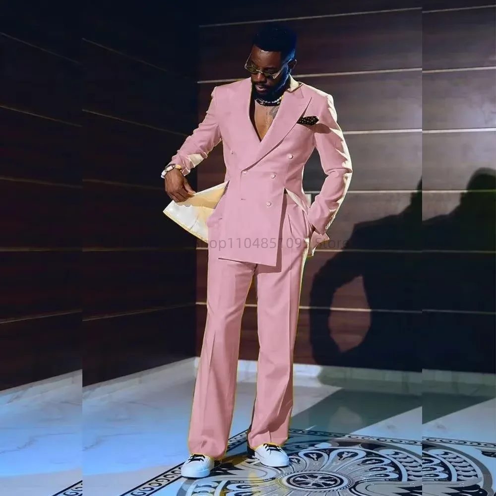 

Модные стильные свадебные смокинги, костюмы из 2 предметов, приталенный двубортный пиджак, повседневные мужские костюмы для выпускного вечера (куртка + брюки)