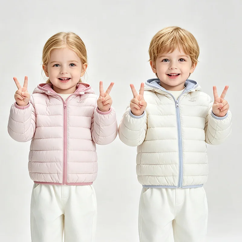 New Children Cotton Clothing Boys and Girls Jackets Winter Cotton Jackets Hooded Short Color-blocking Cotton Kids Clothing