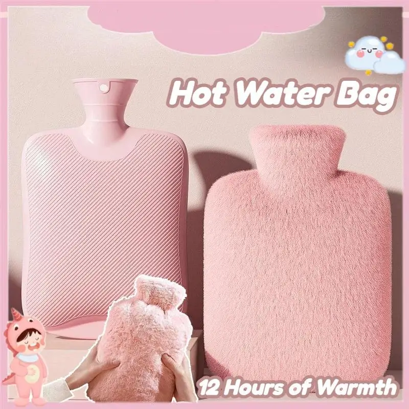 Winter Warm Supply Portable Reusable Hot Water Bottle With Detachable Plush Sleeve Leak Proof Hand Foot Cold Relief Warmer Bag