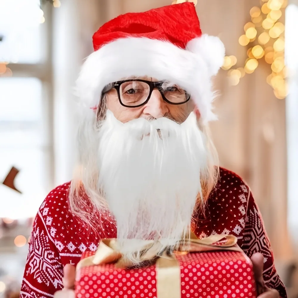 Fun Christmas Simulation Beard Santa Claus Costume Accessory Santa White Fake Beard Christmas Claus Gnome Cosplay Party Prop