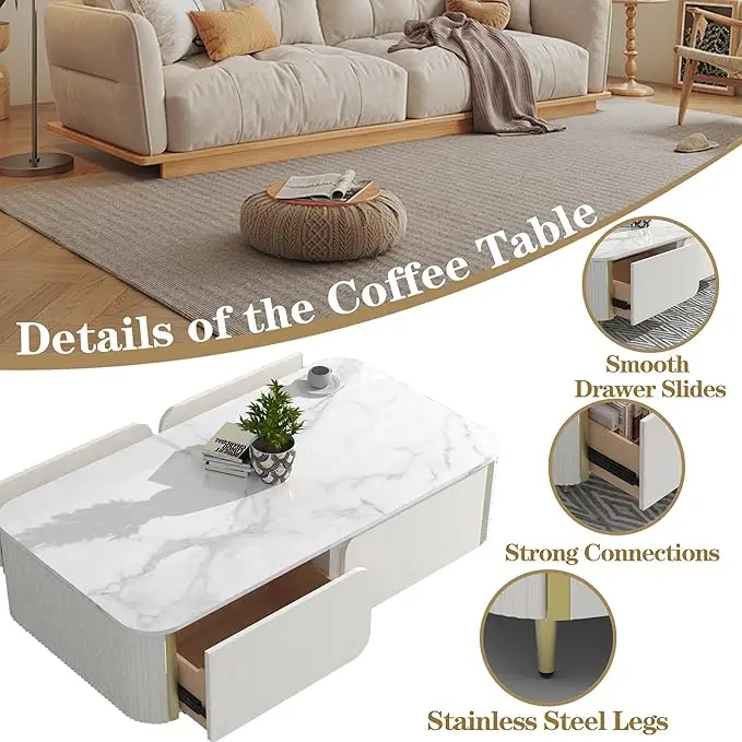 Meble do salonu z miejscem do przechowywania Wyprzedaż Duży zestaw luksusowych, nowoczesnych stolików kawowych w stylu mid-century z białą drewnianą ramą