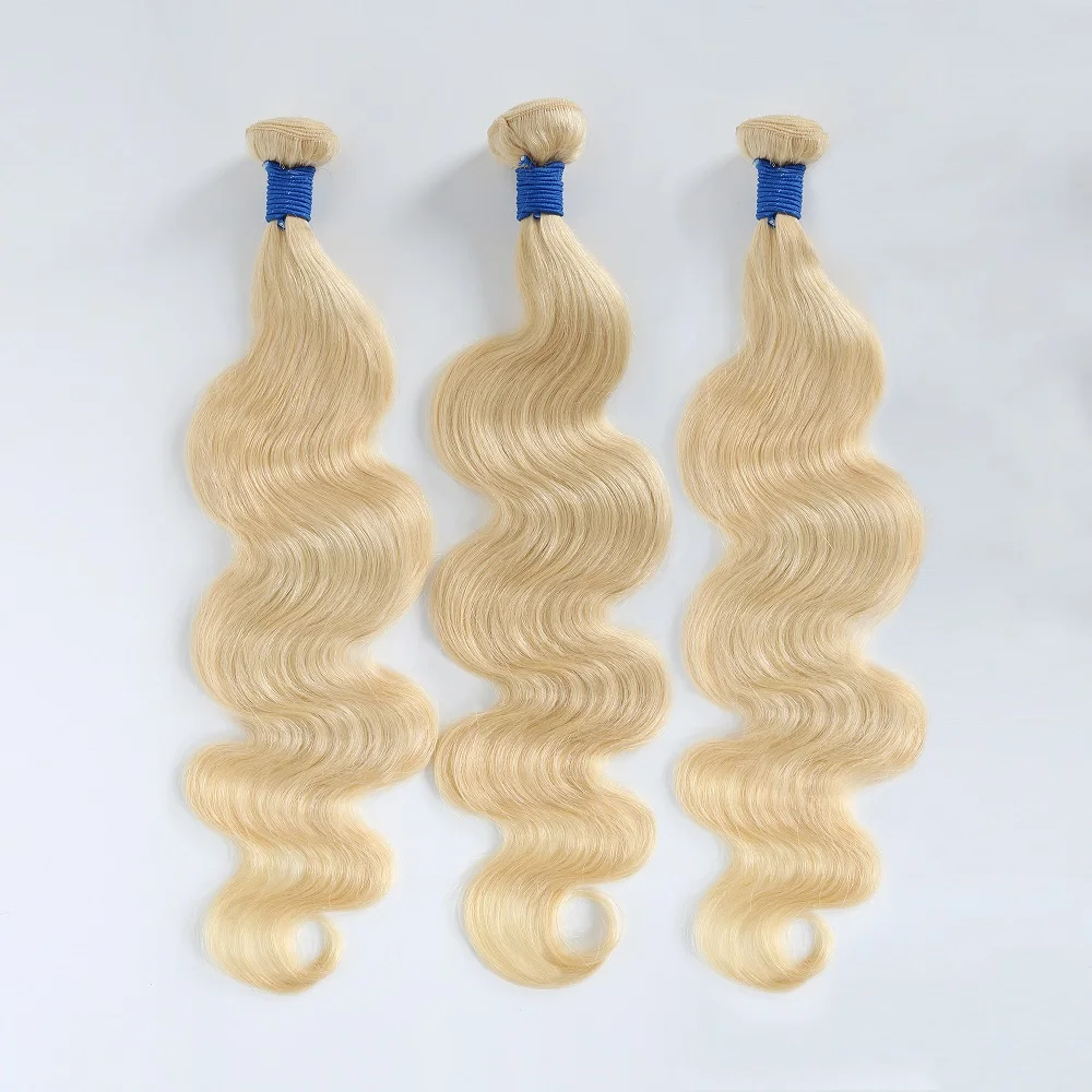 

Монгольские светлые пучки волос с объемной волной для женщин, 100% наращивание человеческих волос, 1/3 пучка, 613, пучки волос с двойным утком