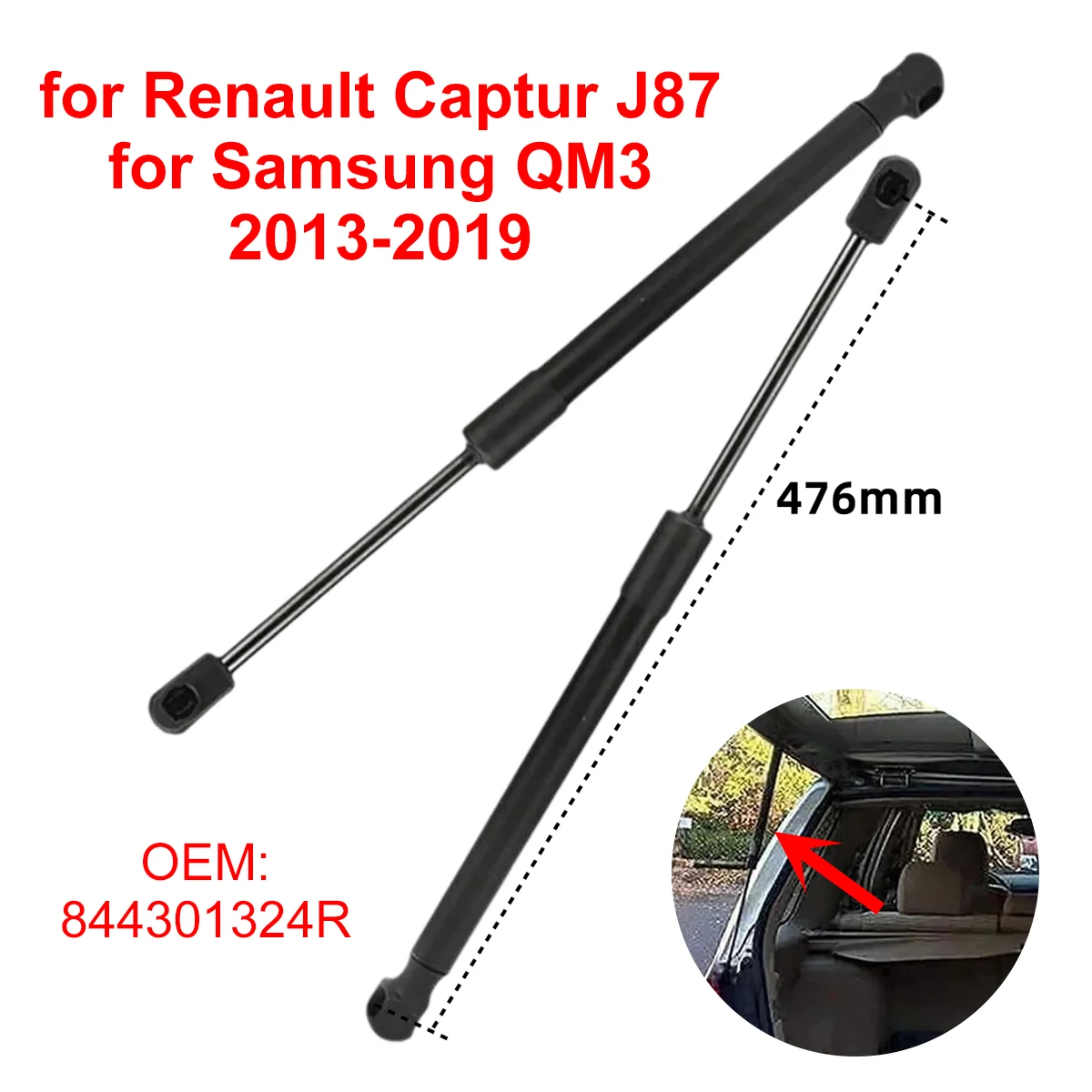 2Pcs 844301324R Car Rear Trunk Boot Tailgate Gas Struts Lift Support Rods for Renault Captur J87 for Samsung QM3 2013-2019