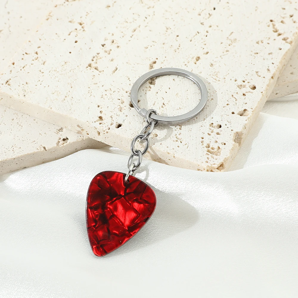 Fashion Heart Acrylic Pendant Guitar Pick Keychain Eddie Munson Clavicle Punk Cosplay Gift