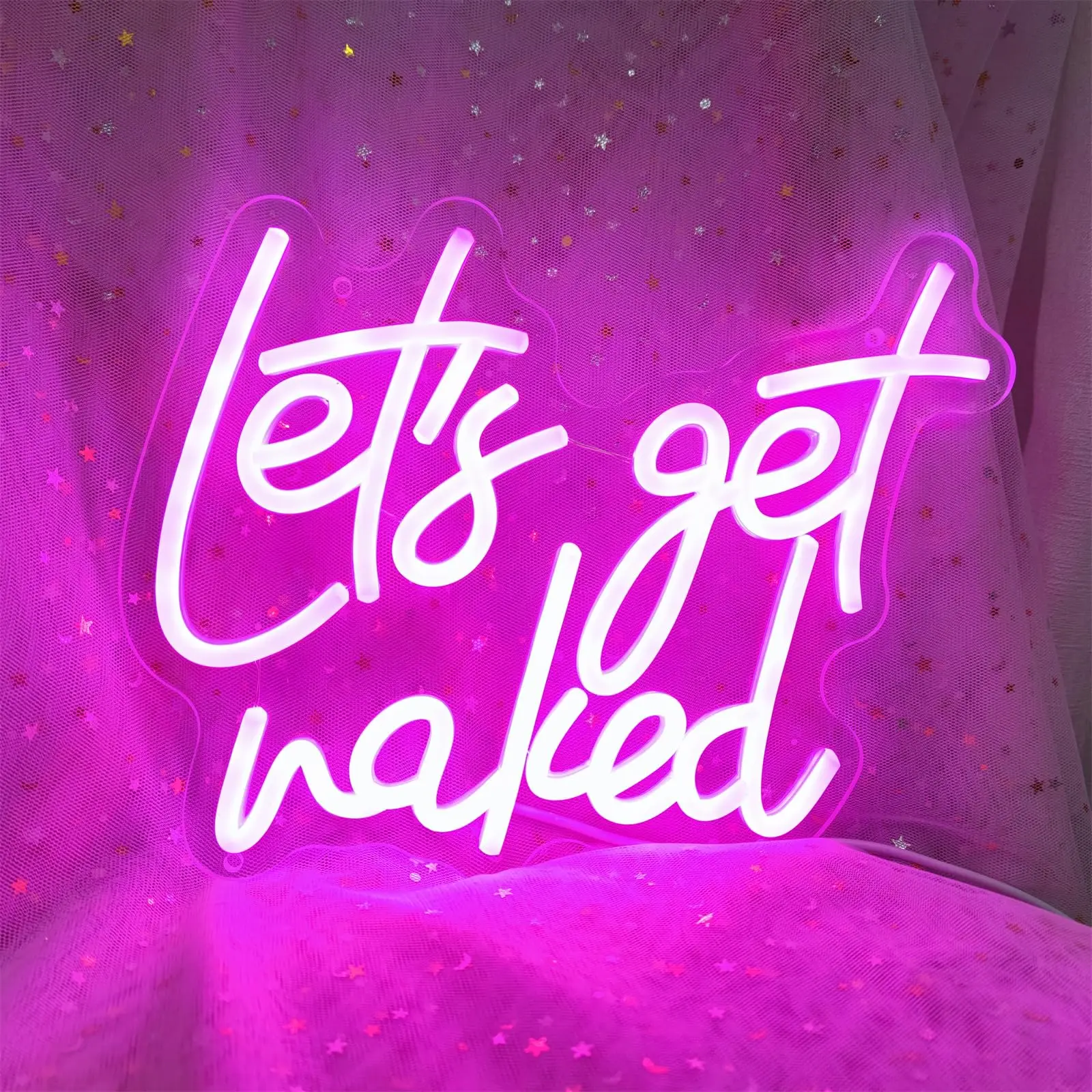 Let's get nacked ป้ายนีออน LED Signboard สําหรับปาร์ตี้บาร์ส่องสว่างป้ายธุรกิจความงามผนังไฟตกแต่ง