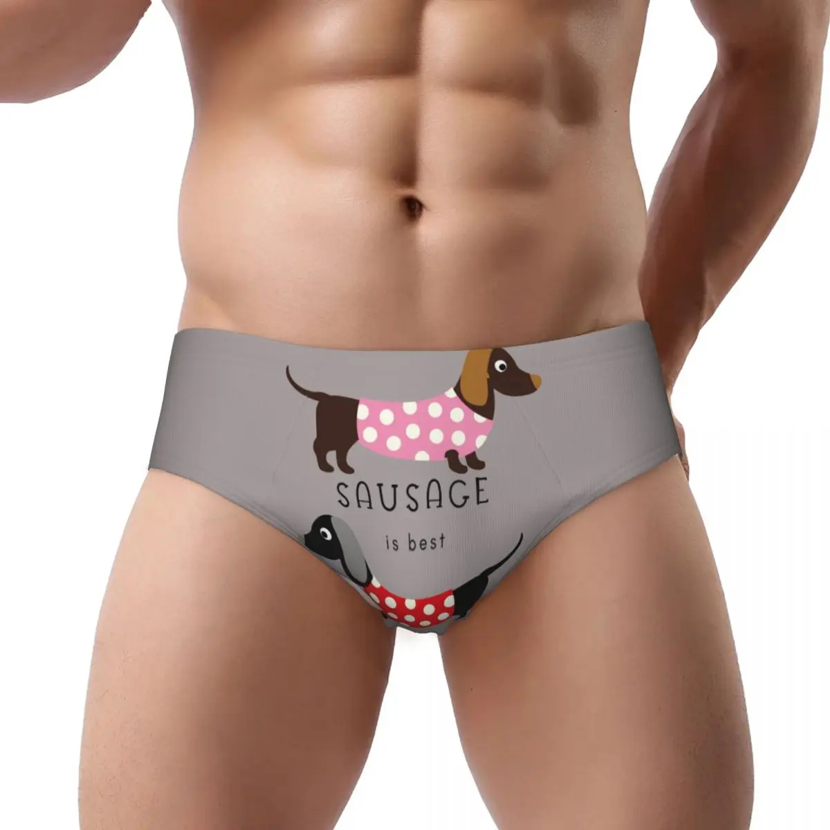 

Custom Sausage Is Best Men's Briefs Panties Mens Stretch Sausage Dog Daschund Underwear Underpants