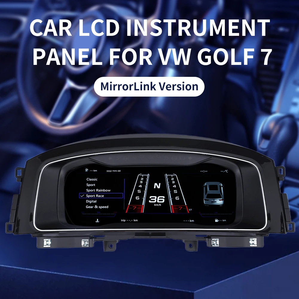 

12.3Inch LCD Digital Cluster For Golf 7 7.5 Golf R Golf GTI Virtual Cockpit LCD Instrument Panel Speedometer Dashboard Display