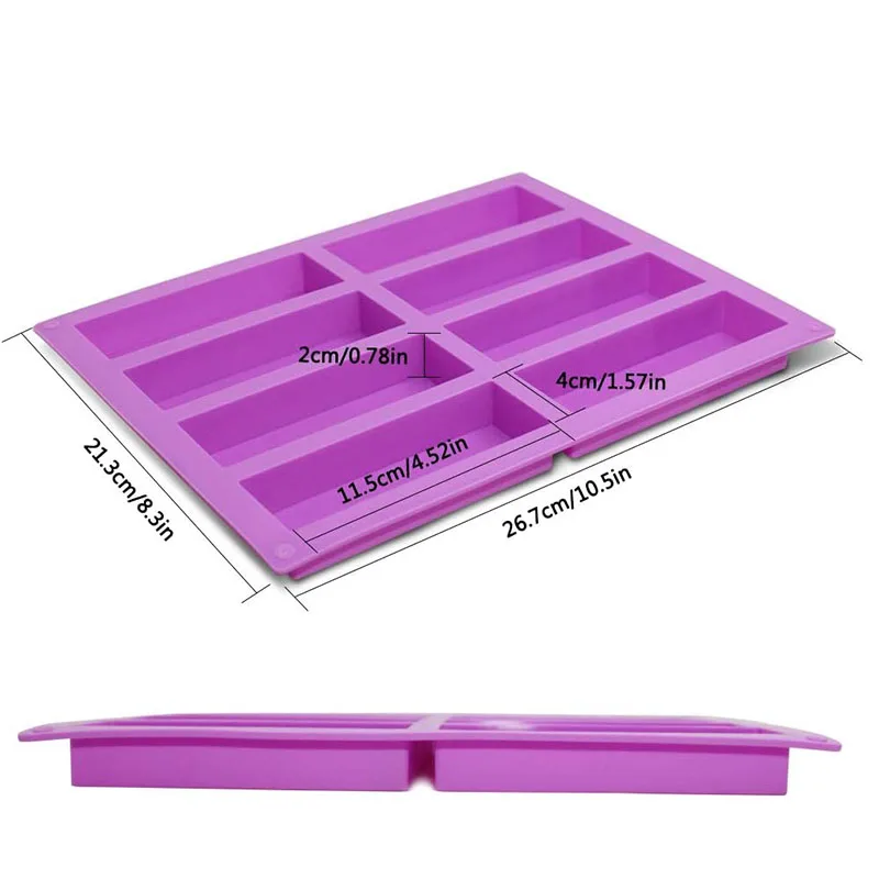 8 تجويف مستطيل جرانولا بار قوالب السيليكون التغذية الحبوب بروتين الطاقة بار الشوكولاته زبدة كعكة رغيف الخبز مقلاة خبز