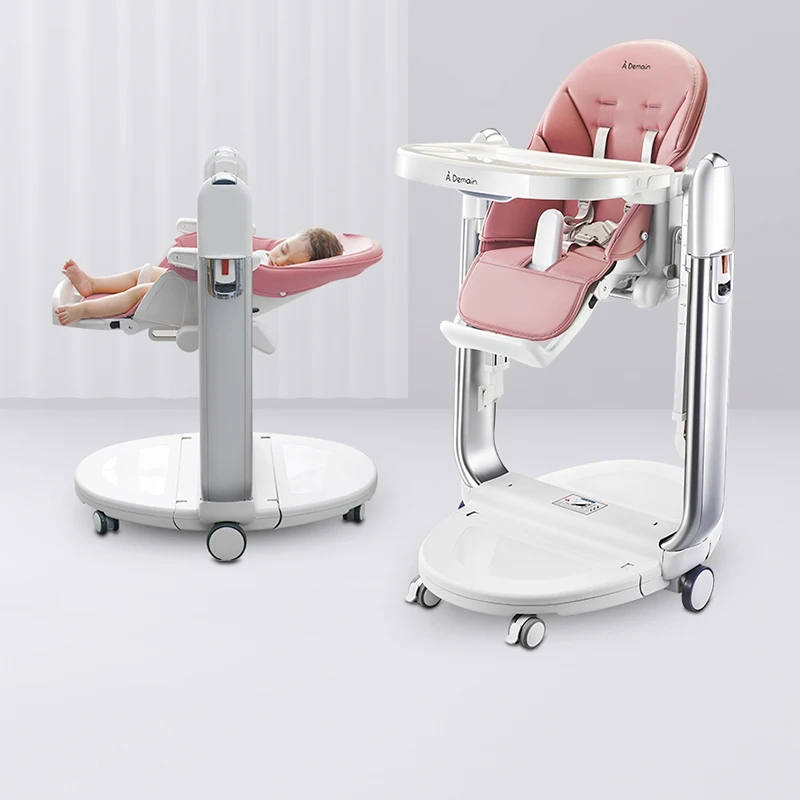 Chaise haute pliable pour bébé avec roues, 3 en 1, alimentation, luxe, vente en gros