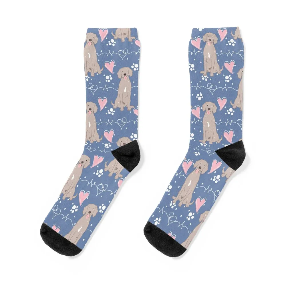 

LOVE Grey White Weimaraner Socks christmas stocking custom sports short luxe Socks Women's Men's