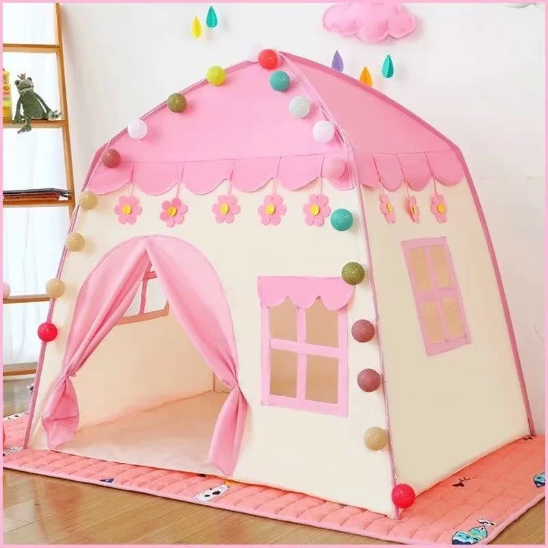 1.3M Portable Children's Tent Wigwam Folding Kids Tents Tipi Baby Play House Large Girls Pink Princess Castle Child Room Decor