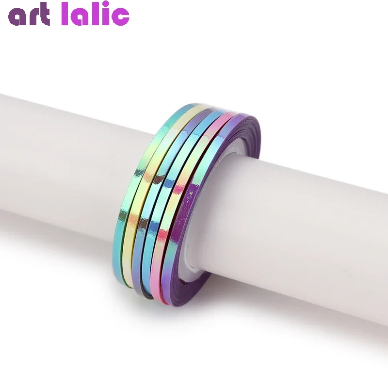 18Pcs Mermaid Nail Striping Tape Candy Color Adhesive Decals DIY Nail Art Line Sticker Manicure Decoration