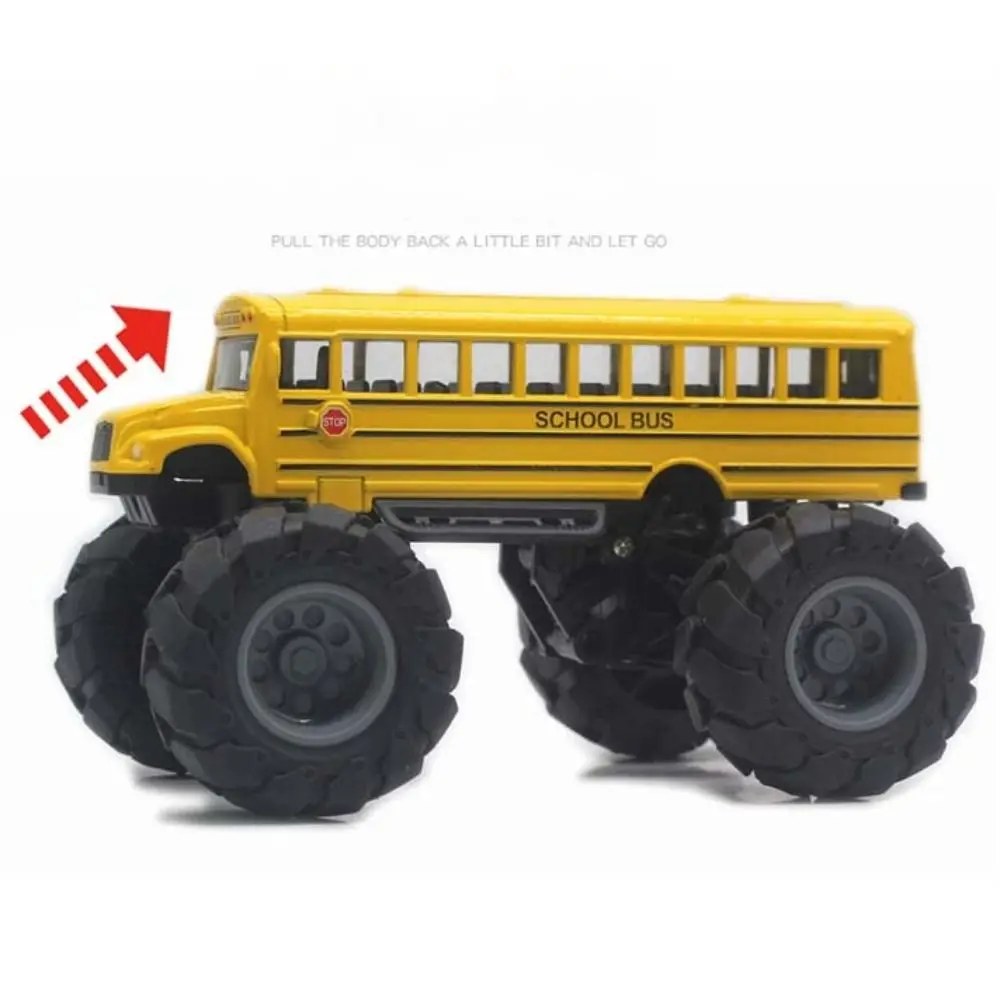 Escala 1:43 modelo de ônibus escolar simulação rodas grandes puxar para trás carro brinquedo inércia brinquedos educativos ônibus escolar veículos brinquedos crianças brinquedo