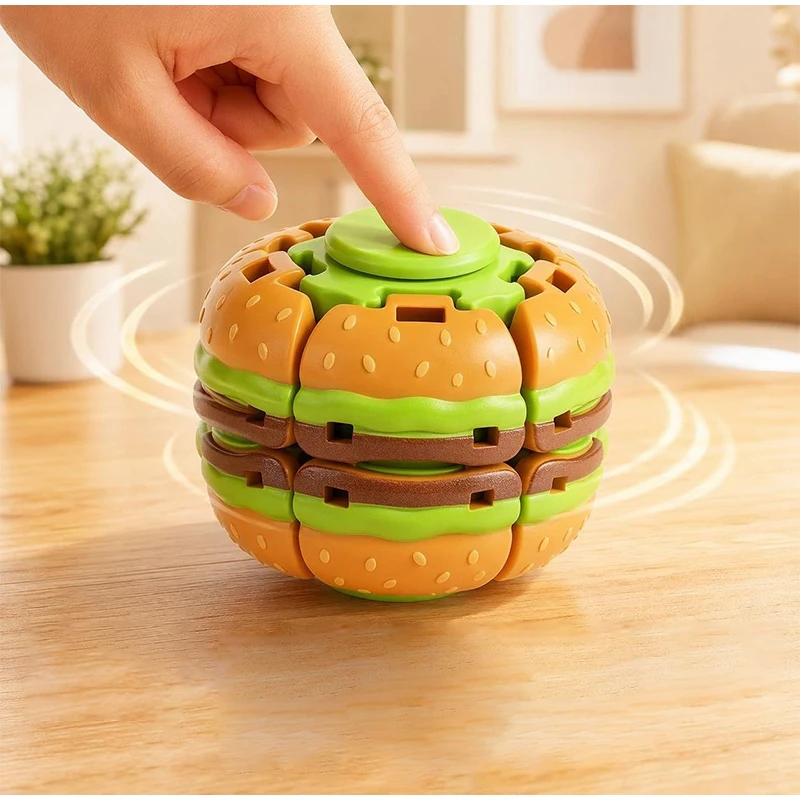 Diy Assemble Hamburger Press Fidget Spinner Cube Cute Stress Relief For Boredom Hand Sensory Desktop Ornament Relax Gift Supply