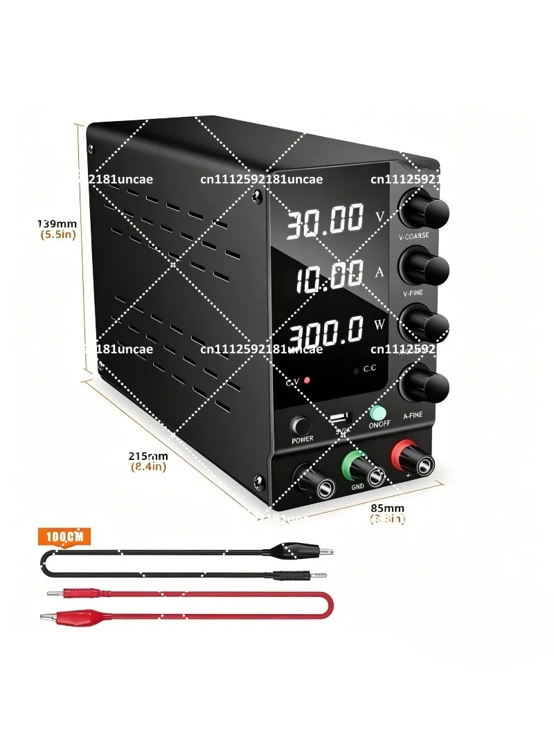 Adjustable DC Power Supply 30V 10A 300W, 4-Digit Display Variable Lab Bench Supply for Phone Repair