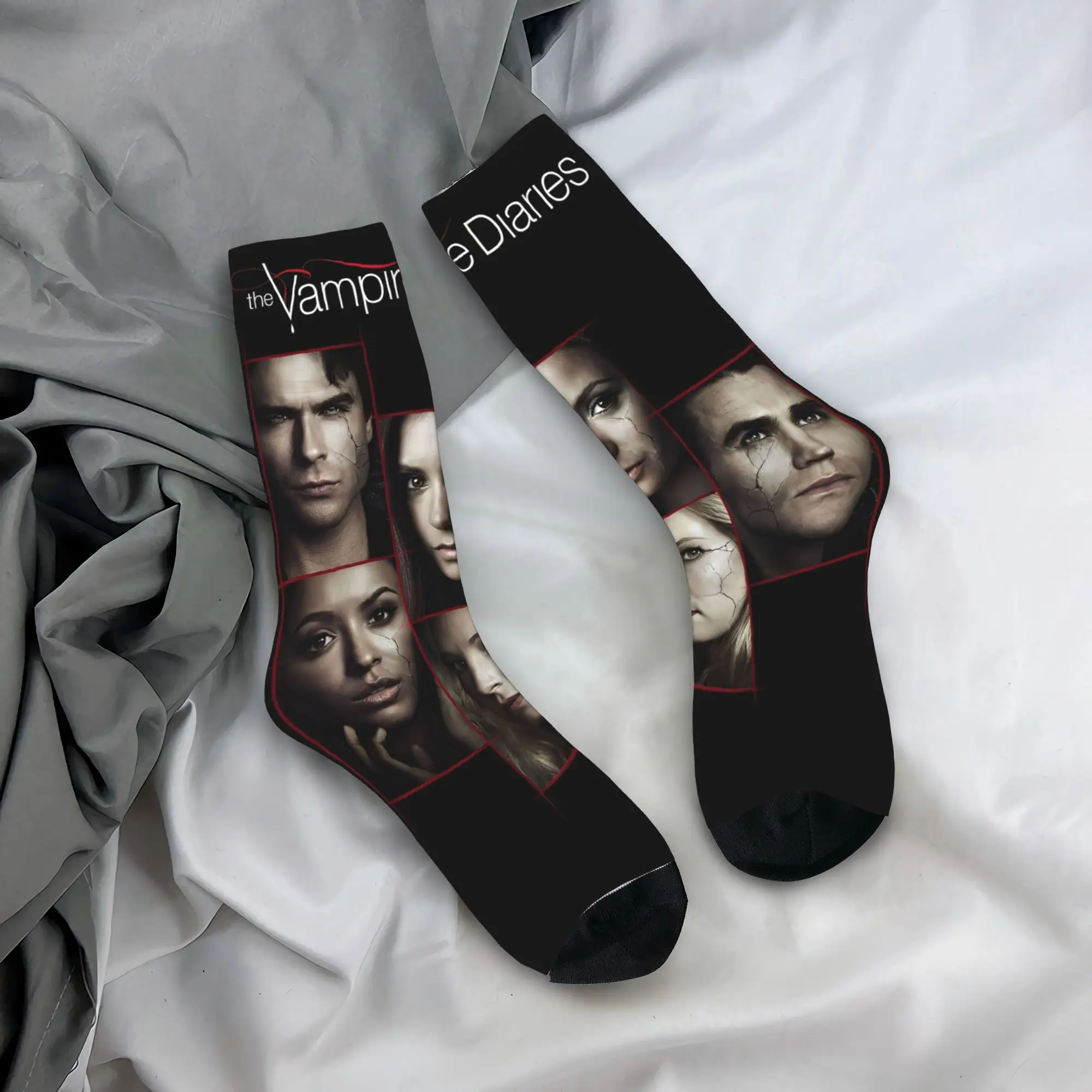 The Vampire Diaries Damon Salvatore Socks  Fashion Stockings Unisex Men Medium Soft Running Socks Autumn Graphic Anti Slip Socks