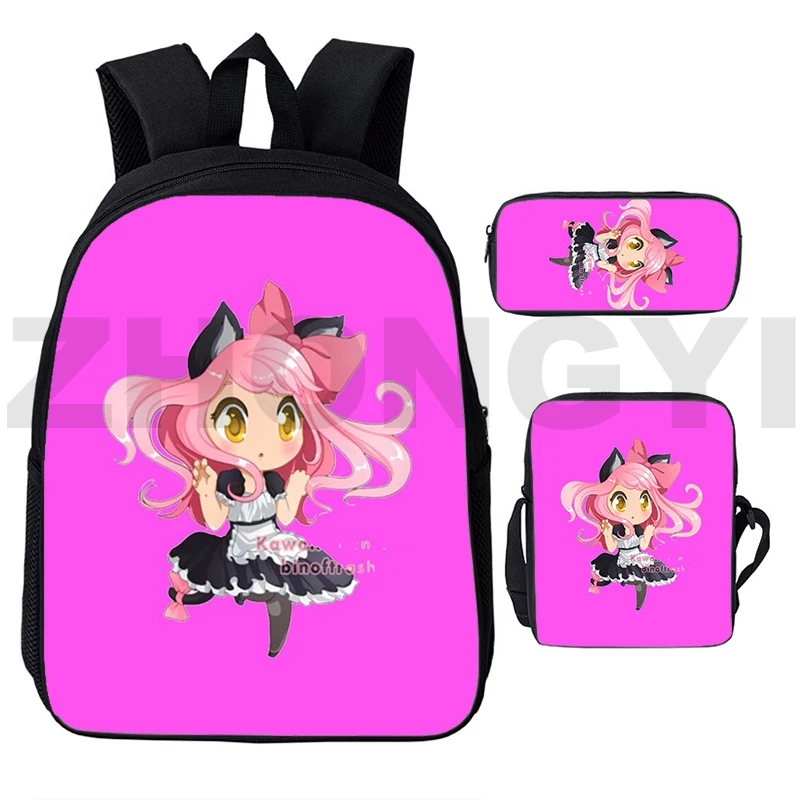 3D Anime Cute As A Cat Aphmau Backpacks 12/16 Inch School Bags for Teenage Girls Back Pack 3 Pcs/set Cartoon Bags Travel Mochila