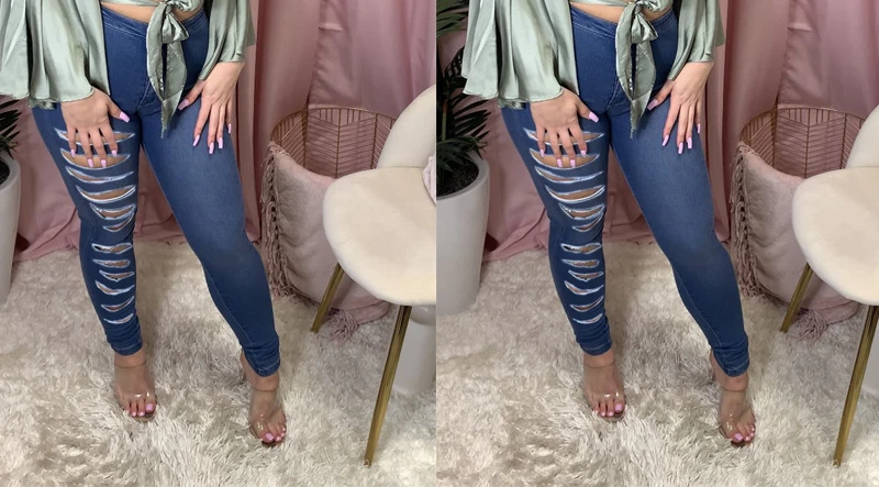 

Jeans for Women Ripped Stretch Denim Trousers Sexy Cutout Ladies Jeans Women's Clothing