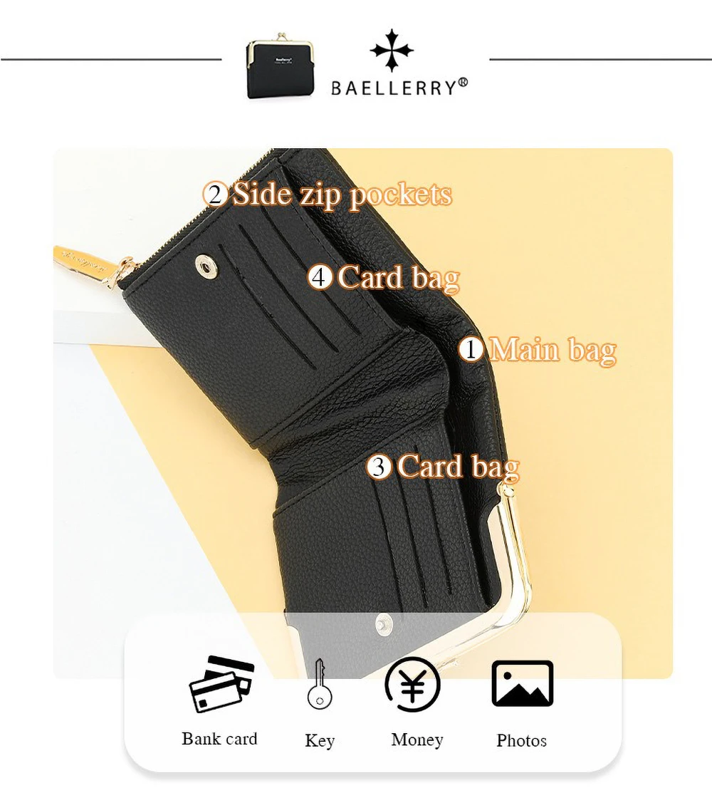 レディース PU レザー ショート ウォレット、ライチ グレイン カード ホルダー 非 RFID スリム デザイン