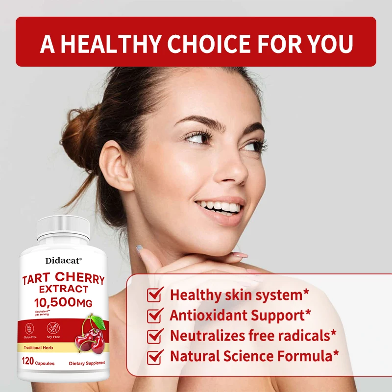 تارت الكرز 10,500 ملغ | أقصى قدرة | غير وراثيًا، خالي من الغلوتين | مستخلص عصير الكرز تارت، المفاصل، صحة البشرة #2
