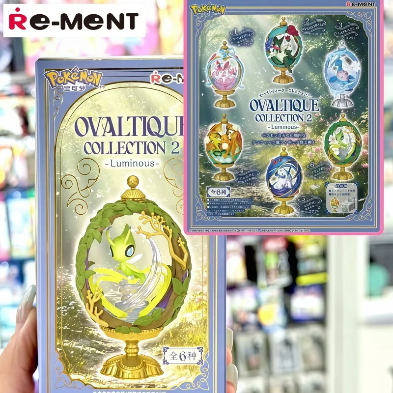 Re-Ment Pokemon Ovaltique V2 Sammlerfiguren-Set - Pikachu Gardevoir Dragonite Roserade Mimikyu Mew PVC-Modell Spielzeug Geschenk