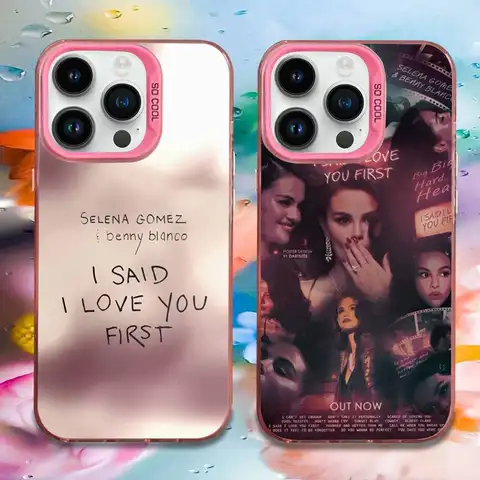 S-selena gomez eu disse que eu te amo primeira capa de telefone para iphone 16,15,14,13,12,11, mini, pro, e, max rosa doce fosco capa à prova de choque
