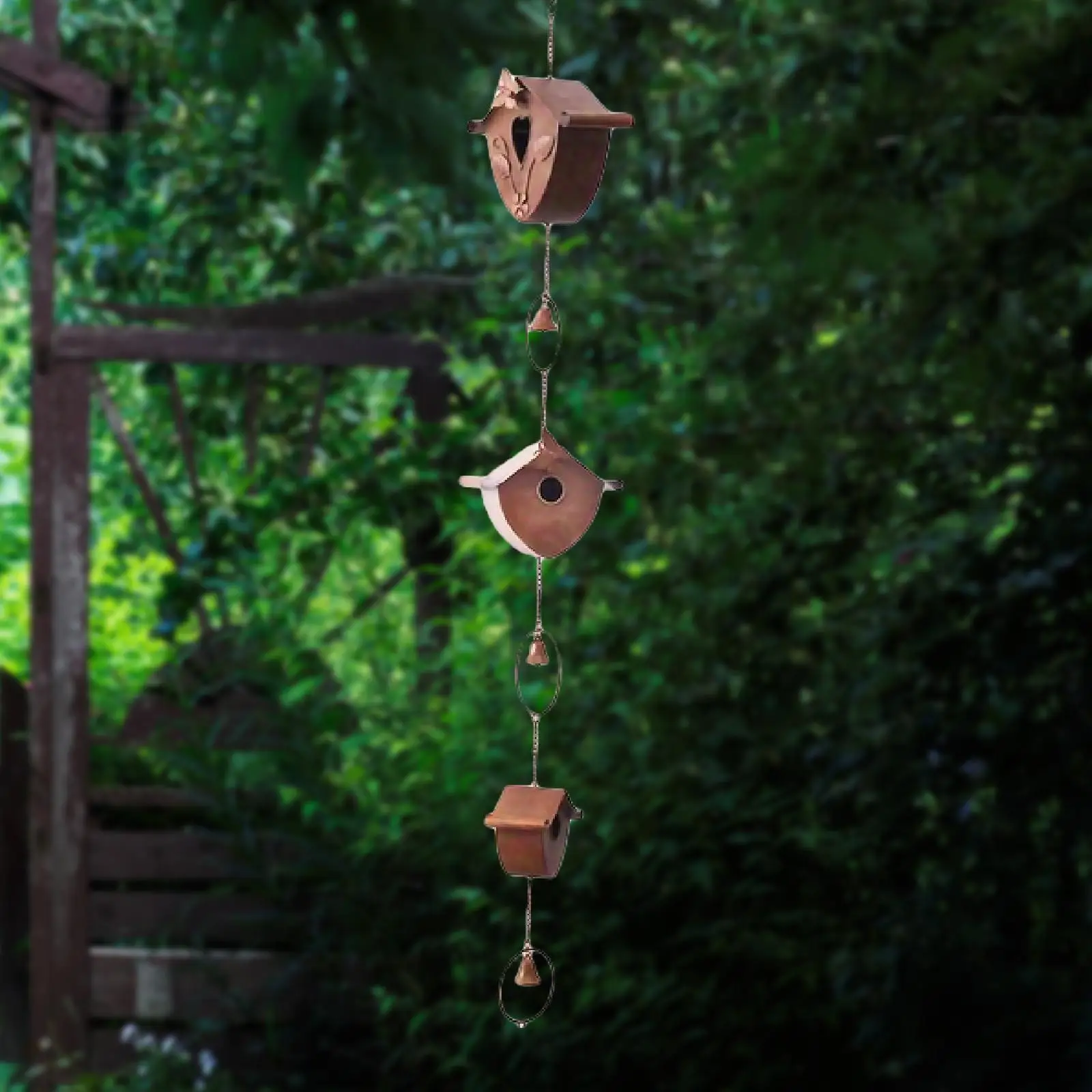 Rain Chain Triple Bird Nest Bells Outdoor Gutter Ornament Aluminum Alloy Rainwater Guide for Garden Yard Decoration view 2