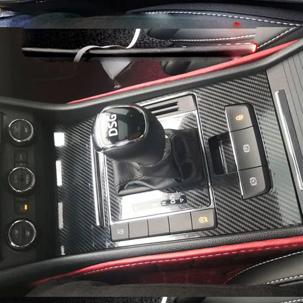 Carbon Fiber  Interior Trim Stickers  For Skoda Superb 2016-2023 Central Console Gear Shift Panel Door Handle Cover Trim