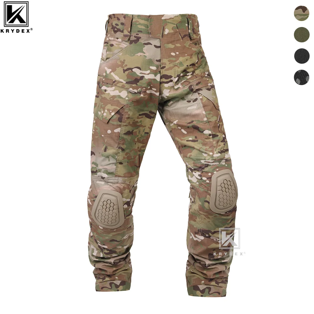 

KRYDEX Camouflage G4 Combat Pants Knee Pads Outdoor Hunting Tactical BDU Men's Trousers Gen4 Gear Camo Ranger Green