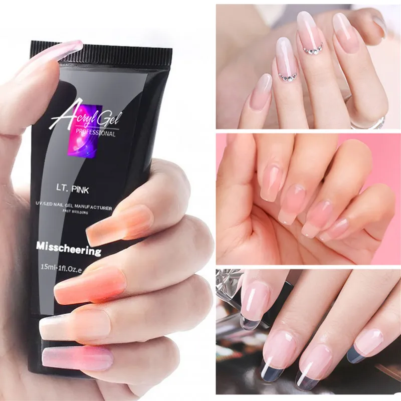 15/30ml Nail Extension Gel Nail Build Poly Nail Acrylic Gel Crystal UV LED Builder Tip Enhancement Slip Solution Quick Extension