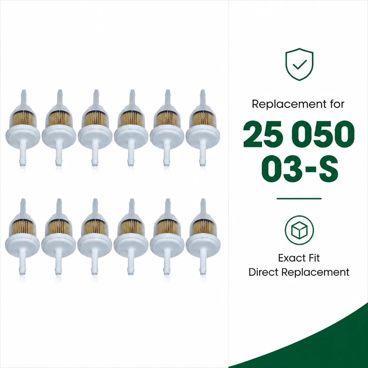 12Pcs Fuel Filter Kit Replaces 25 050 22-S 22-S1 ROTARY 1358 12619 07-124 111124 OREGON 07-103 69-703 07-160 Gravely 21541500