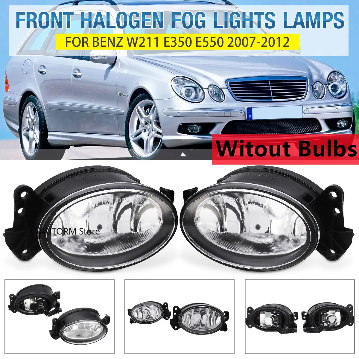 Car Front Fog Lights Lamps Case Without Bulbs For Mercedes Benz W211 E350 E550 2007-2012 1698201556 1698201656 Fog Lights Cover