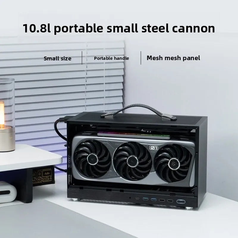 Mini Small Chassis Portable Portable Double Side Mesh with Aluminum Strip S400PRO ITX Chassis Export Neutral Packaging